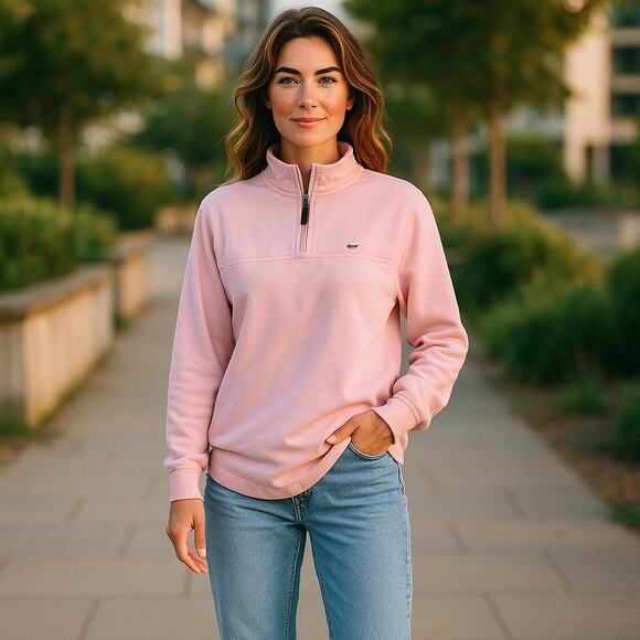 Vineyard Vines Womens Pullover Sz S Light Pink Target Quarter Zip Athletic - Picture 2 of 12